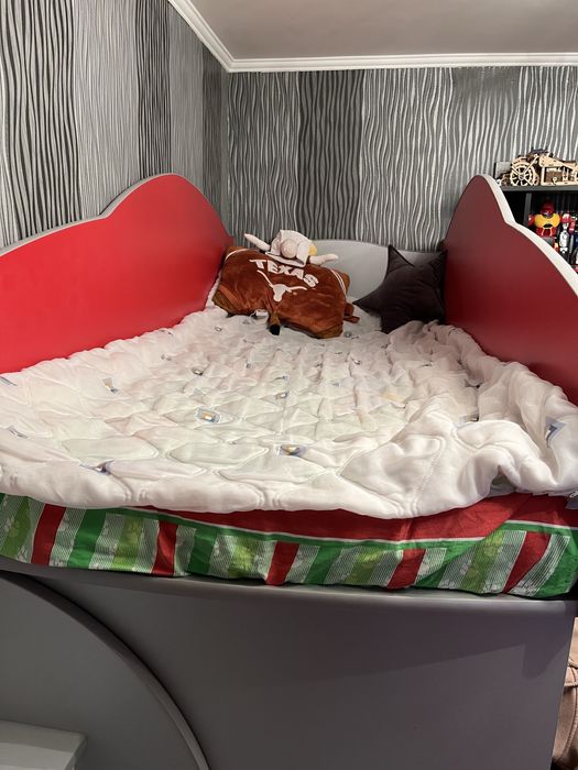 Ліжко машина двоповерхова Феррарі + матрац