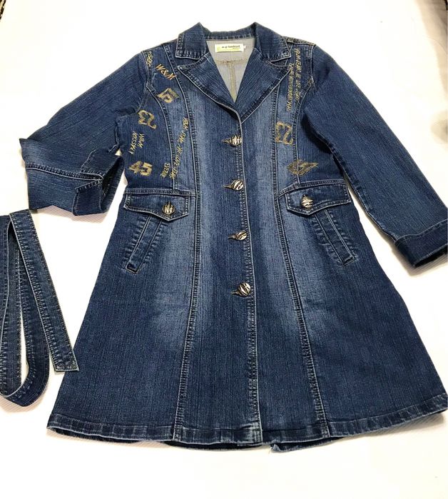 Тренч жіночий демісезонний джинсовий з поясом