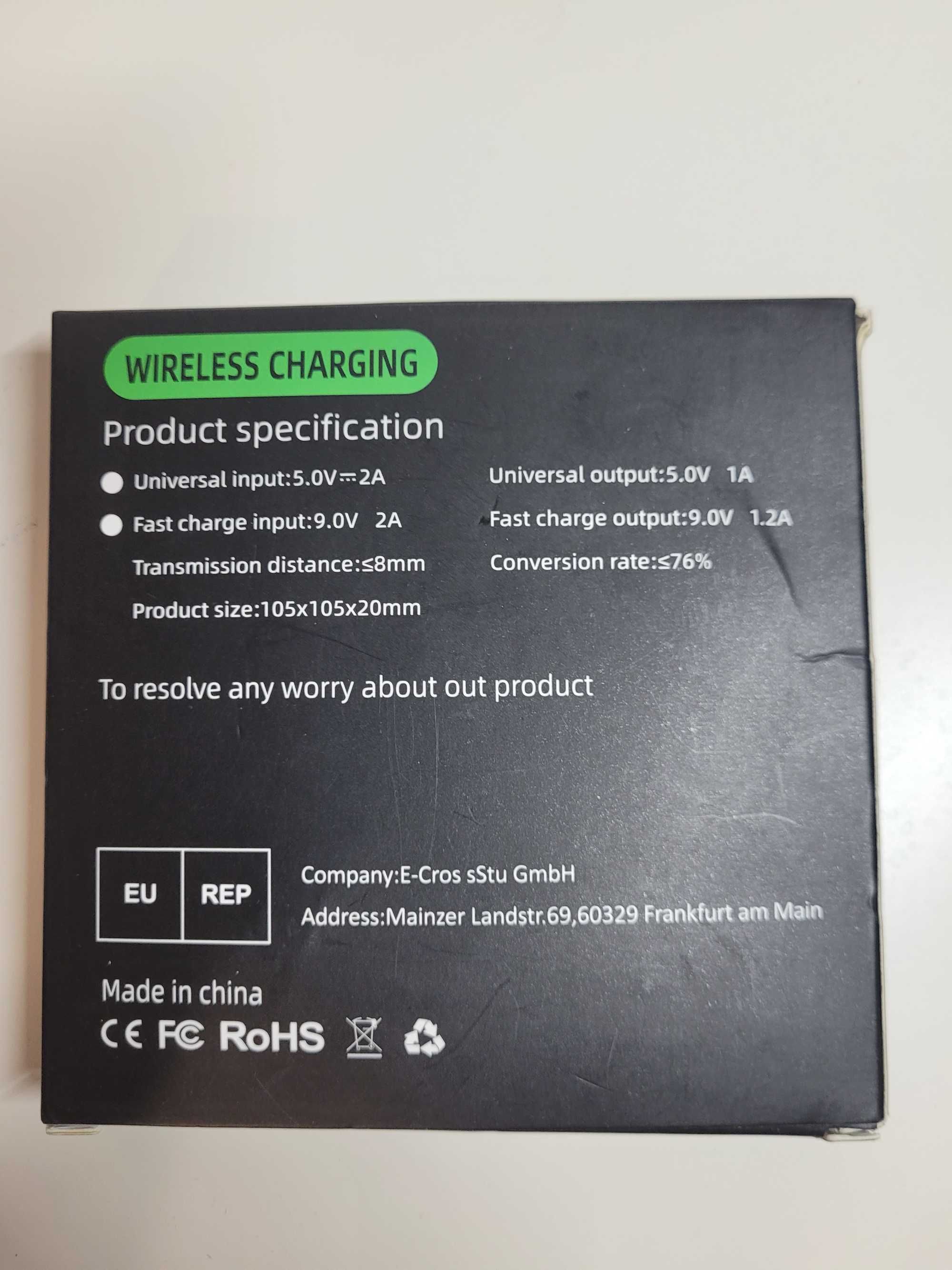 CZARNA ładowarka indukcyjna, bezprzewodowa, stacja ładująca USB-C