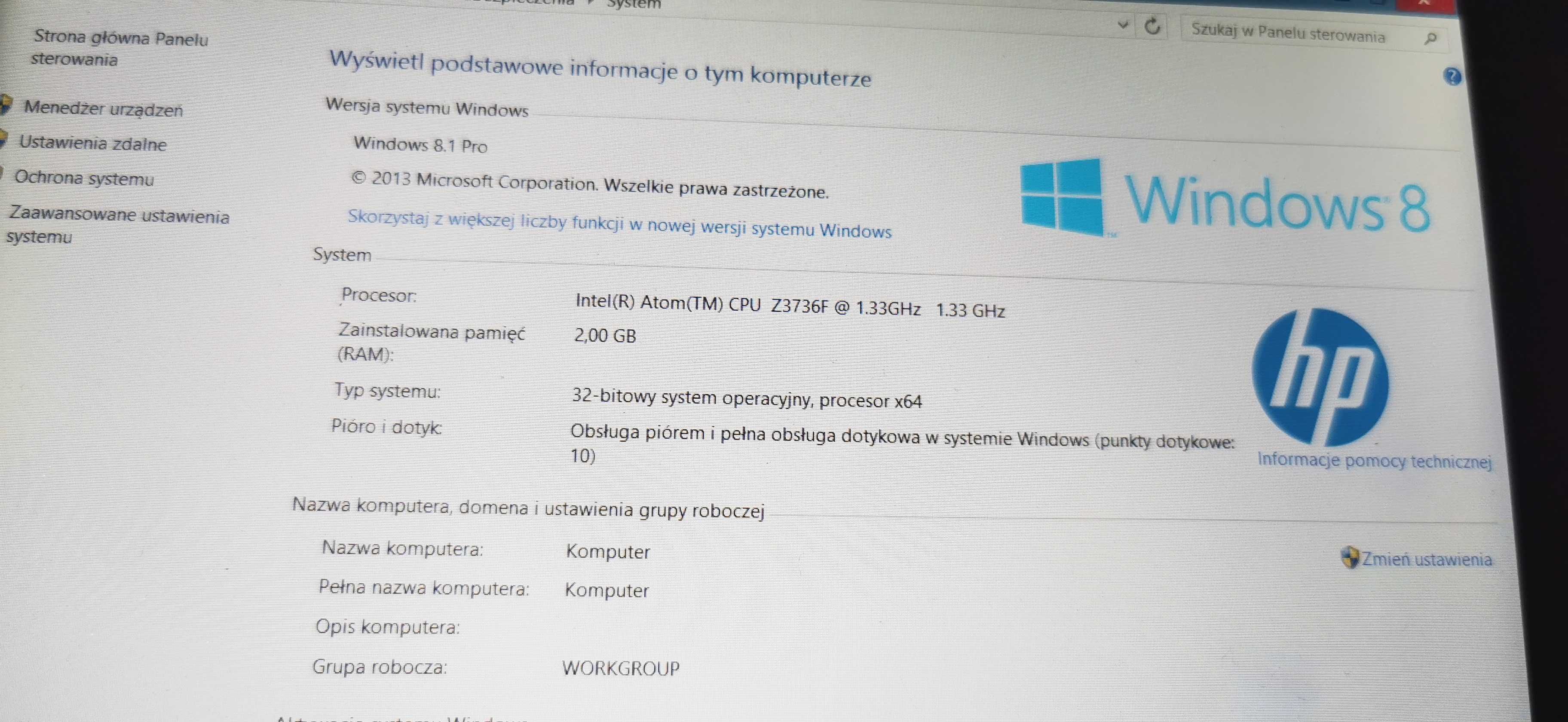HP Tablet Pro 408 Intel Atom Z3736F/2GB Ram/32GB /Windows 8 #001