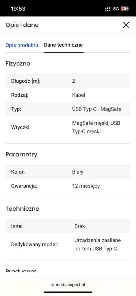 Magsafe kabel usb c do Apple 60W macbook Baseus usb-c ładowanie zasila