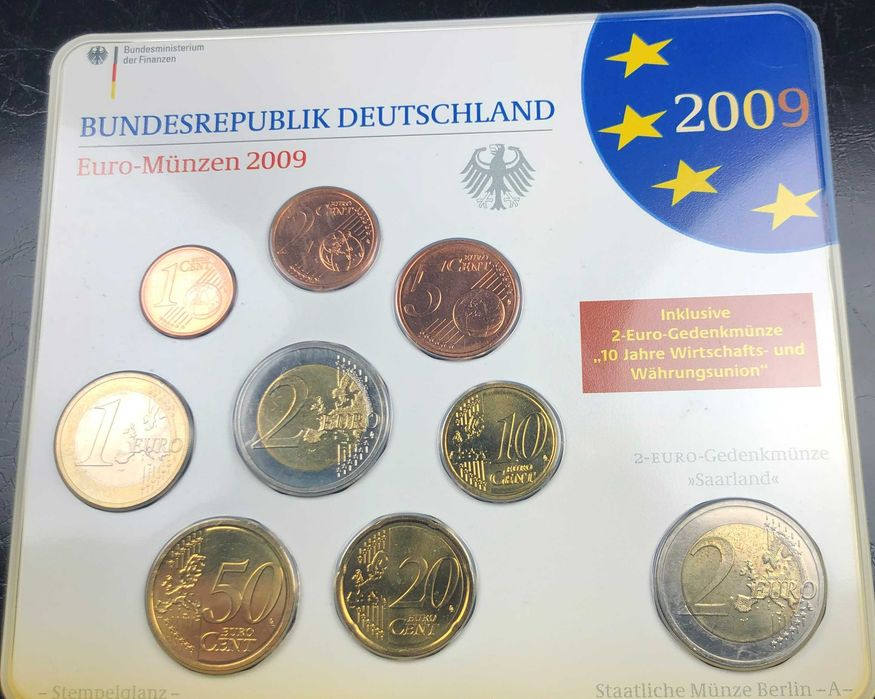 Set Anual Alemanha 2009 UNC Letra A Blister 2€ Igreja S.Ludwig e UEM