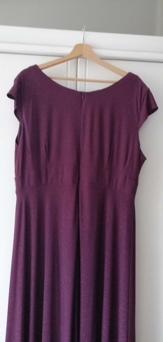 fioletowa śliwkowa brokatowa maksi długa sukienka z brokatem 52 50