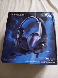 Nowe słuchawki gemingowe niebieskie yinsan TM7