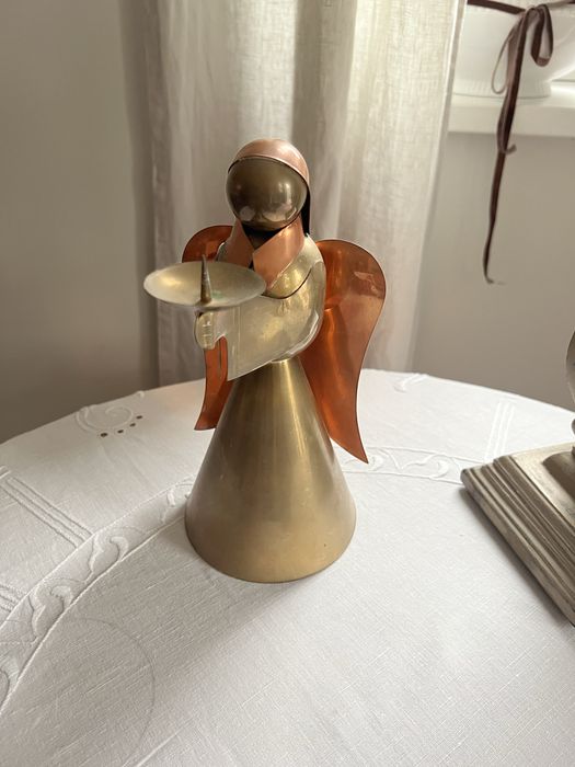 Anioł świecznik Skandynawia art vintage