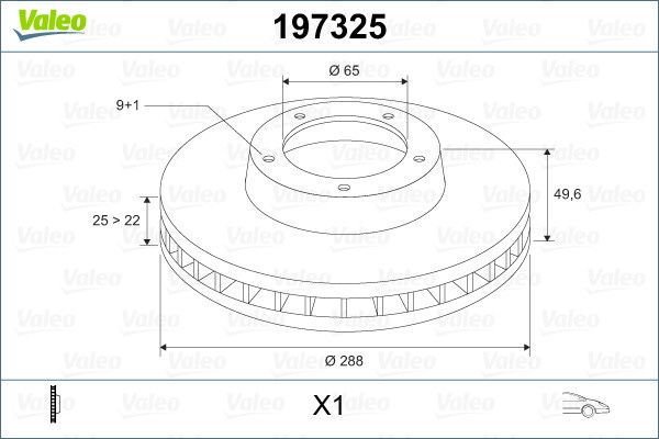 VALEO 197325 Tarcza hamulcowa Audi Seat Volkswagen