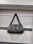 Torebka czarna w pipetke retro vintage 38x30