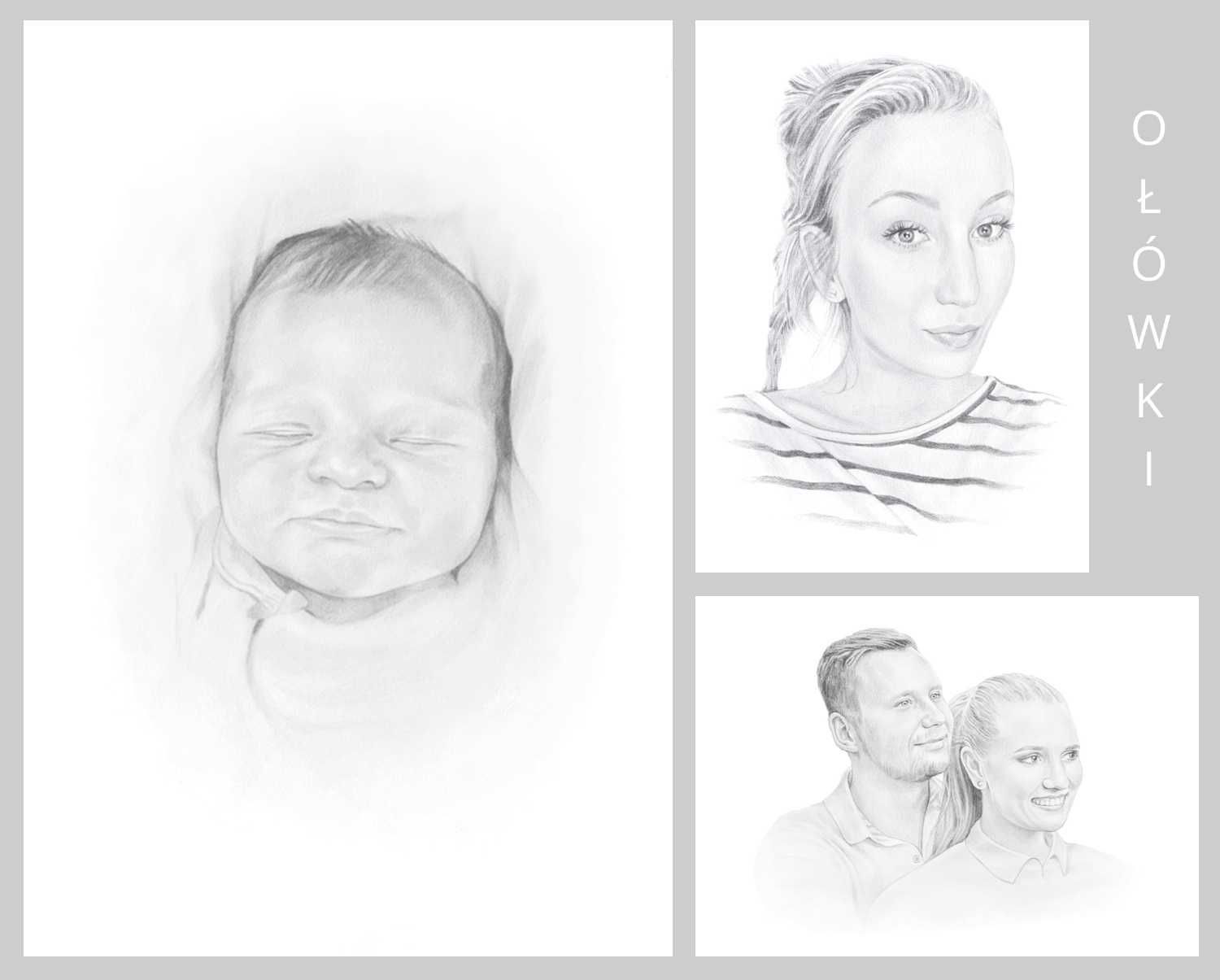Portret, Rysunek, Obraz - ze zdjęcia NA ZAMÓWIENIE - od A4 do 100x70cm