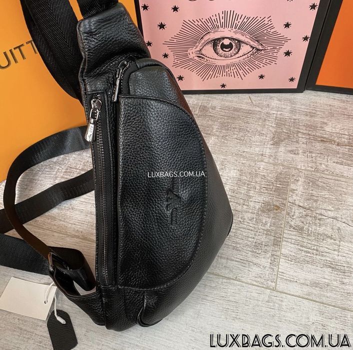 Мужская кожаная нагрудная сумка слинг Armani кобура Армани