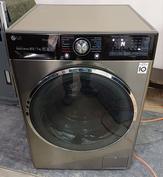 10.5/7 кг пралка пральна машина з сушкою LG WI-FI пар срібна