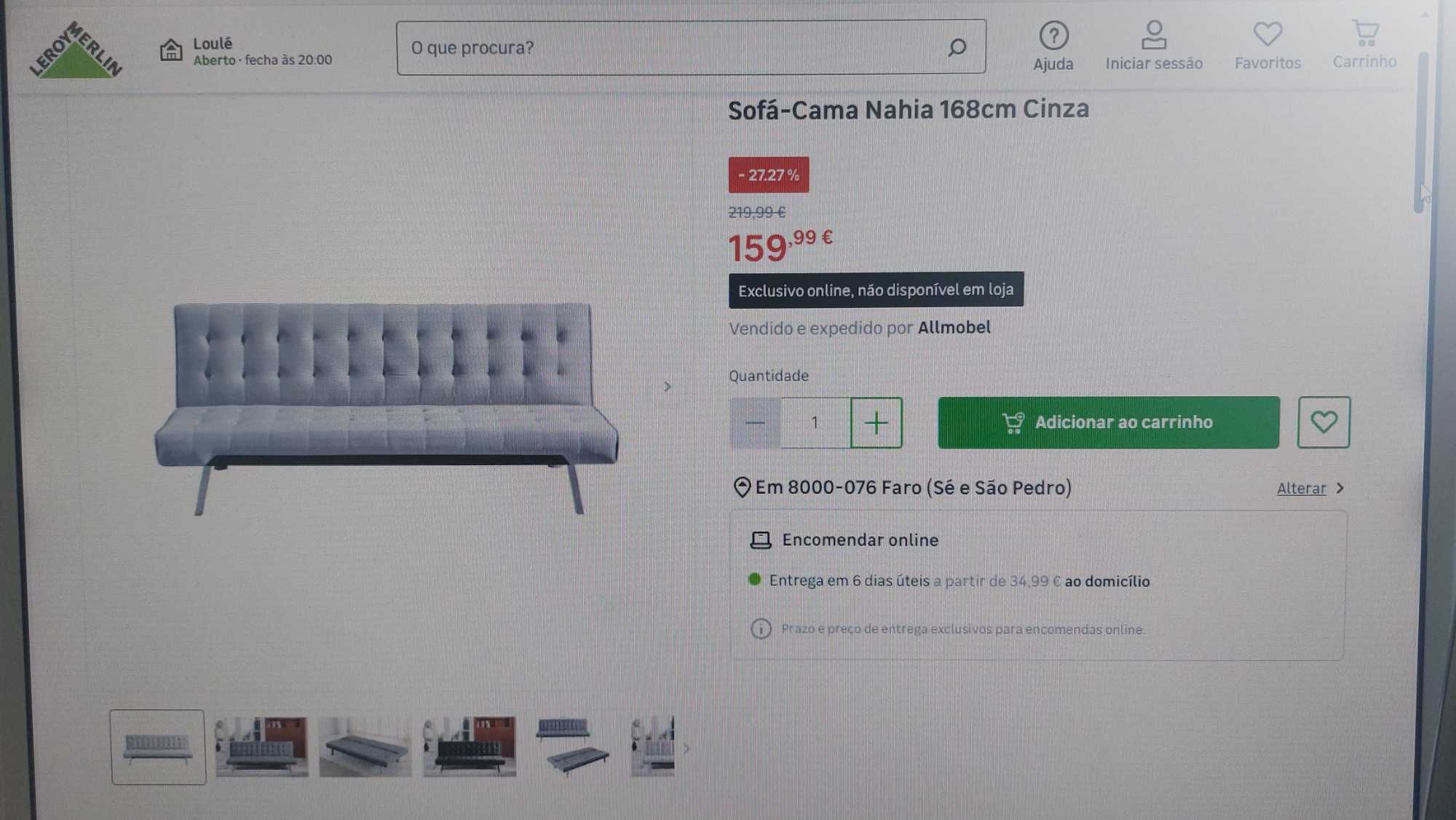 Sofá Cama - Cinza