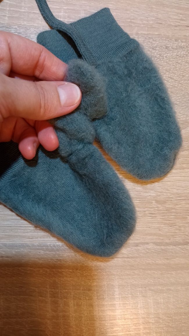 Śliczne rękawiczki wełniane Merino Wool wełna Puchacz Joha 92