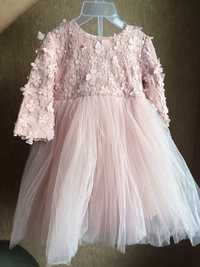 Платье на годик нежного розово-пудрового цвета 80 см
