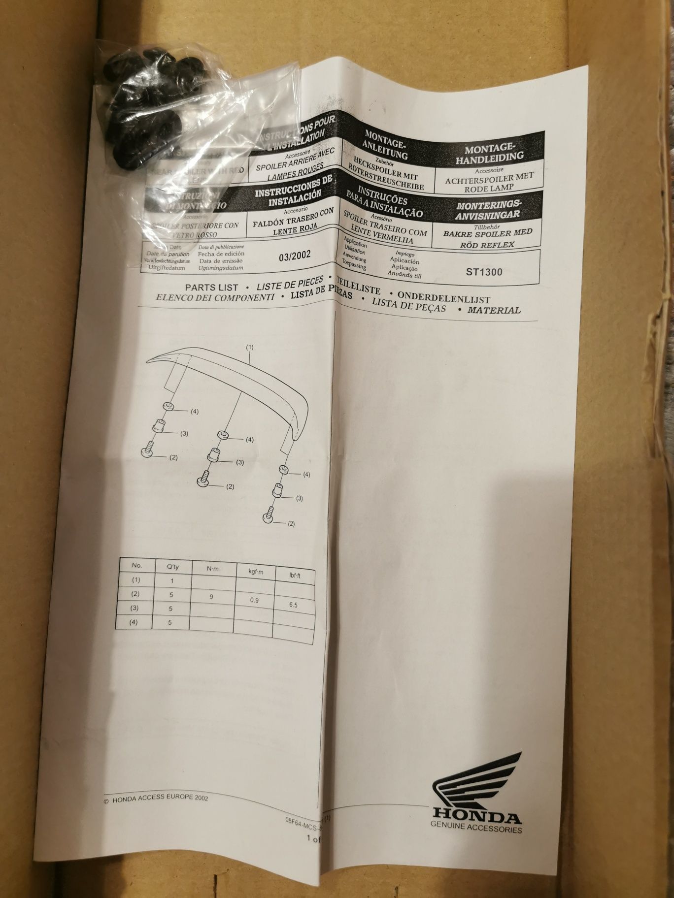 Spojler lotka na kufer honda st 1300 Pan European