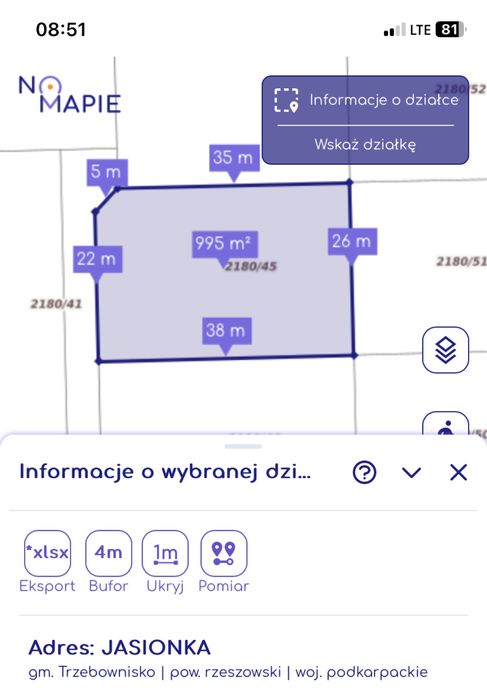 Dzialka jasionka 10 ar Warunki zabudowy