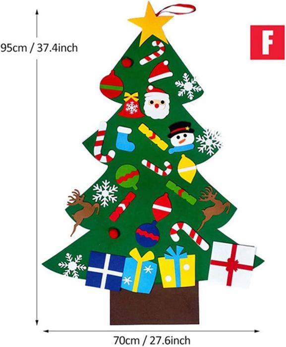 Choinka Ze Zdejmowanymi Ozdobami z Filcu DIY Świąteczna Dekoracja