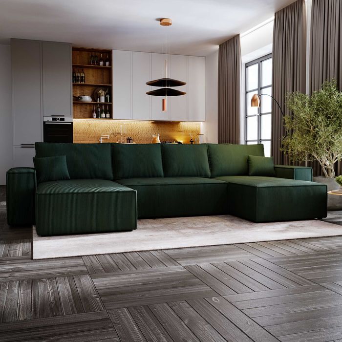 Narożnik Wenus U  Sztruks Funkcja Spania Pojemnik na Pościel