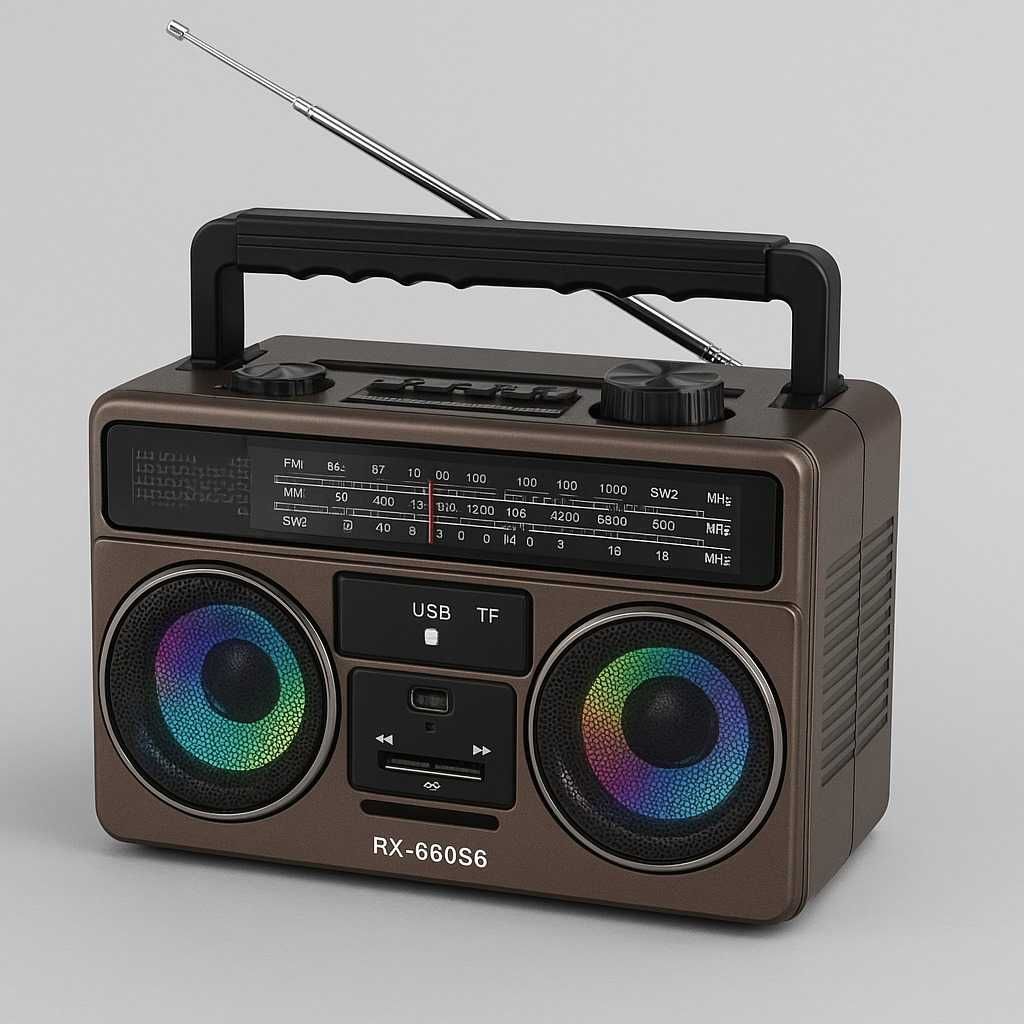 Rádio 4 Bandas com Leitor de Música USB/TF e Super Bass