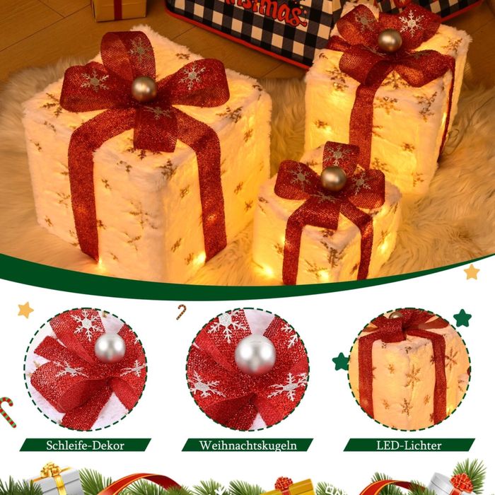 Dekoracja swiateczna prezenty 3 szt