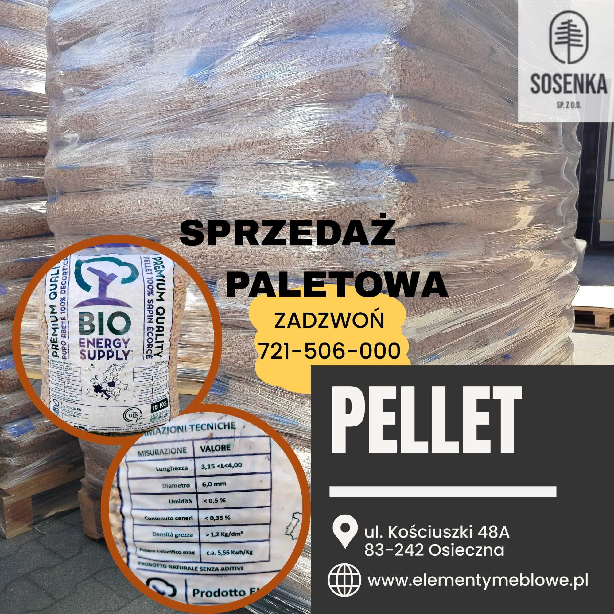 Pellet BIO ekologiczny z drzew iglastych pellet Premium 1t transport