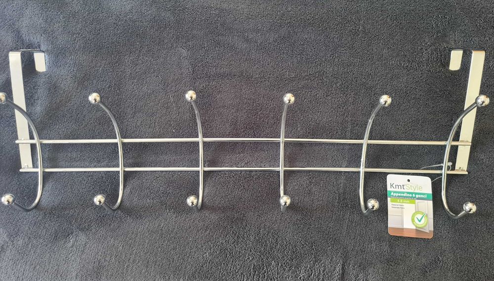 Gancho de porta portátil em ferro com 6 ganchos