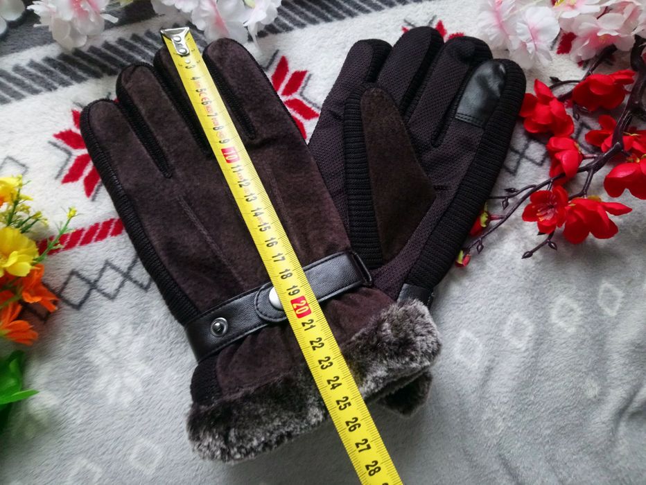 Nowe męskie rekawice zimowe ocieplane zamszowe, ocieplane XL