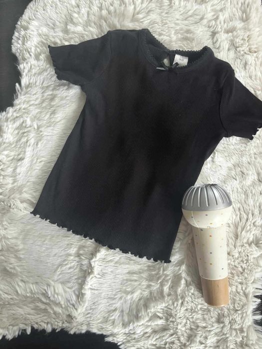 Czarna bluzka z krótkim rękawem t-shirt H&M r. 86