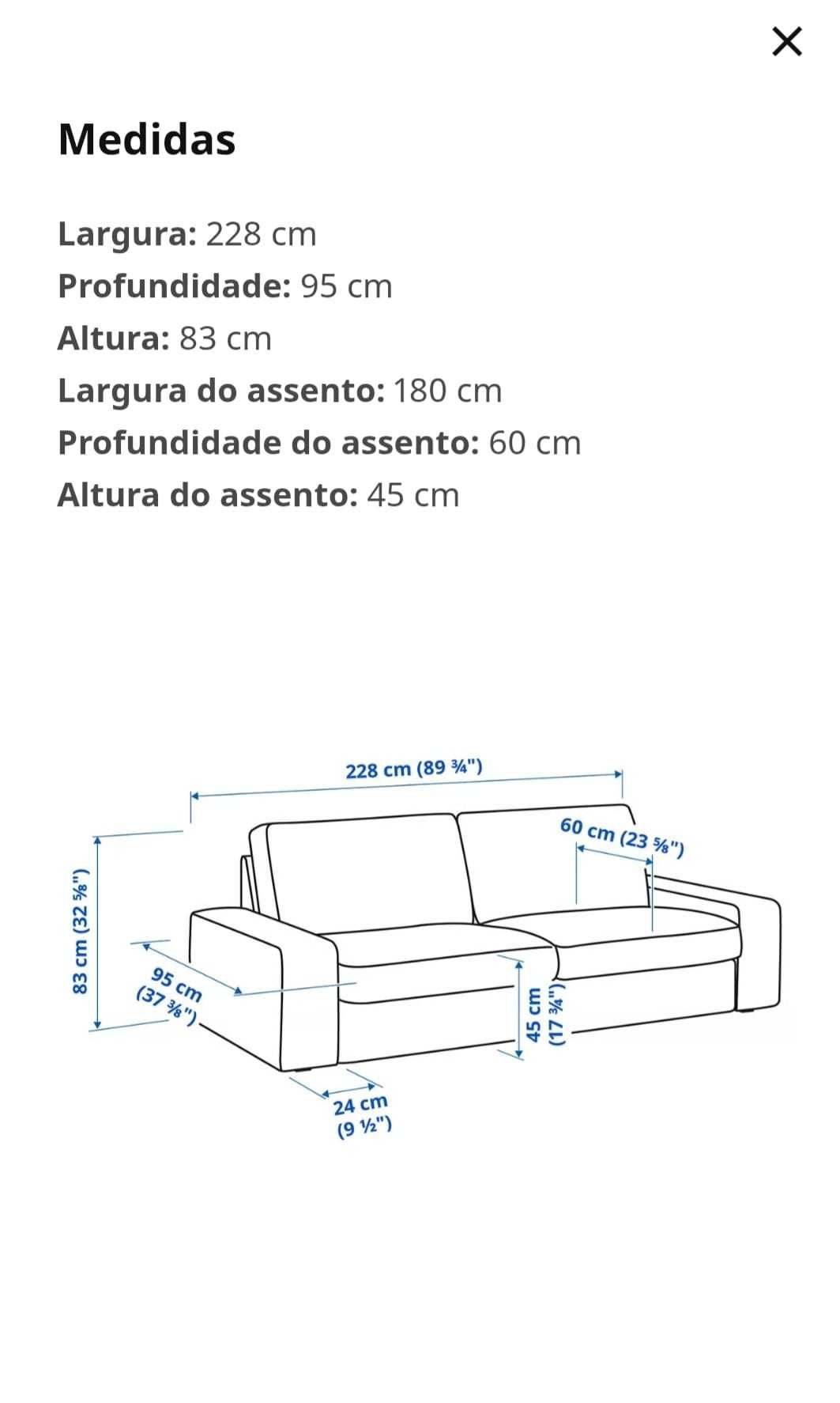 Sofá 3 lugares + Pousa pés com arrumação