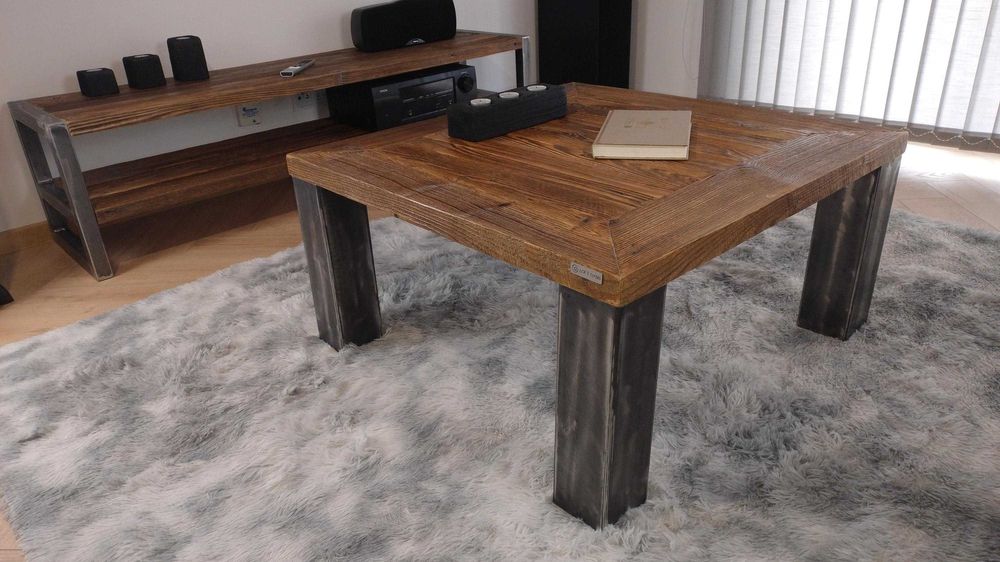 Zestaw stolik kawowy + boczny ze starego drewna LOFT OASIS