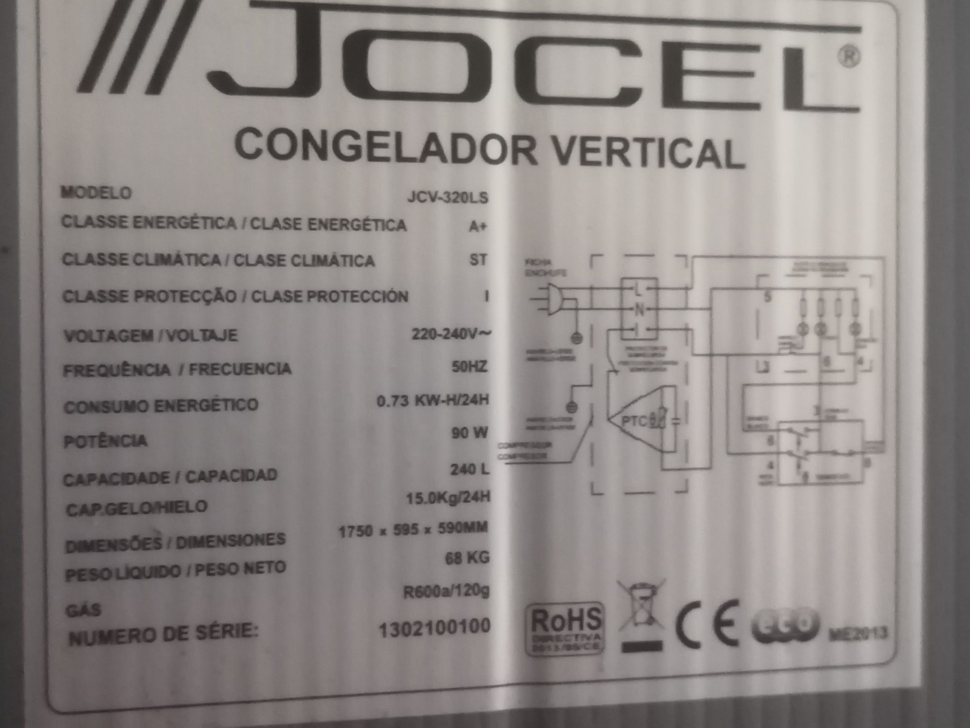 Congelador arca vertical 240L JOCEL