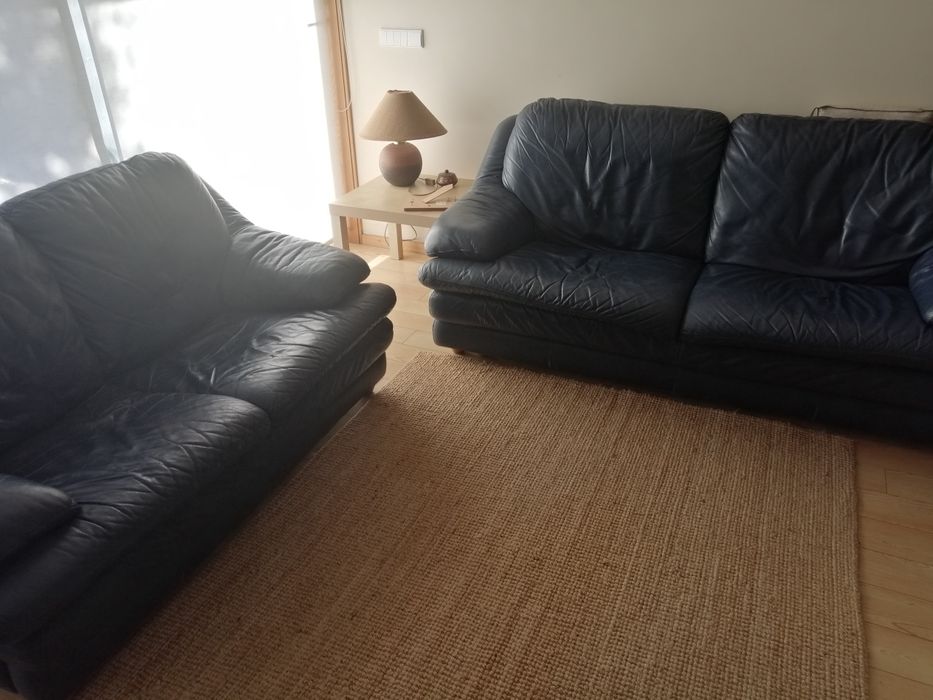 Sofás em pele de dois e três lugares