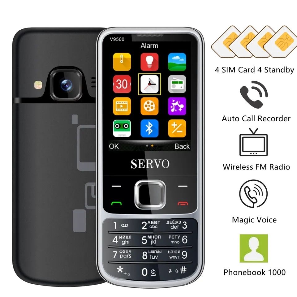 телефон кнопочный SERVO V9500 4 SIM