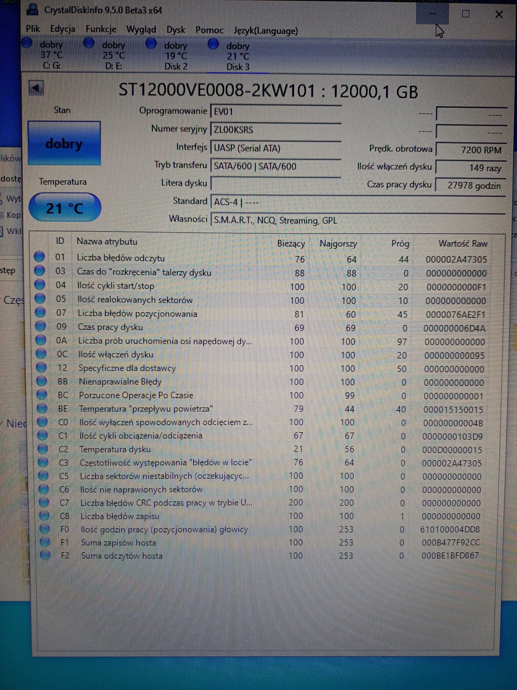 Dysk 12 TB Sky Hawk 3,5 cala . Dysk wewnętrzny,