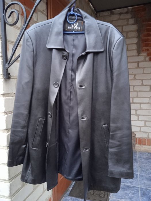 Кожаный мужской пиджак (френч)