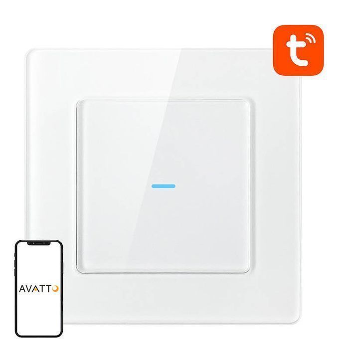Światła Wifi Tuya (Biały) Dotykowy Włącznik Pojedynczy N-Ts10-W1