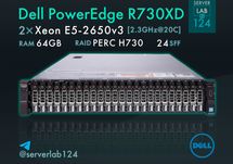 Сервер Dell PowerEdge R730XD 24SFF / 2x E5-2650v3 / 64GB / H730