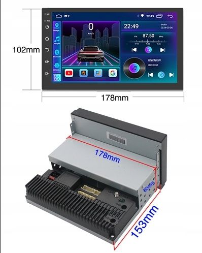 ZESTAW Radio 1-Din 7 cali 2GB, kamera cofania, ramka - do ANDROID iOS