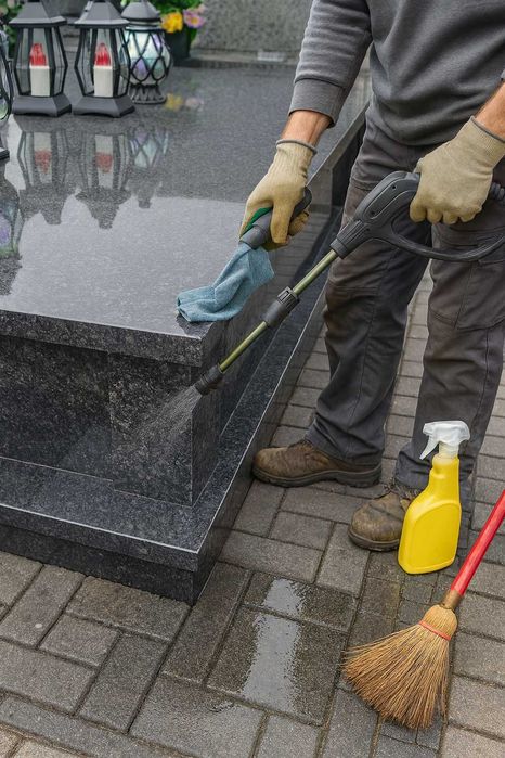 Sprzątanie grobów Częstochowa – mycie nagrobków, zdjęcia „przed i po