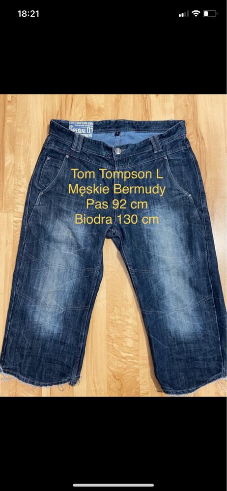 Tom Tompson L męskie bedmudy spodenki szorty jeansy granatowe