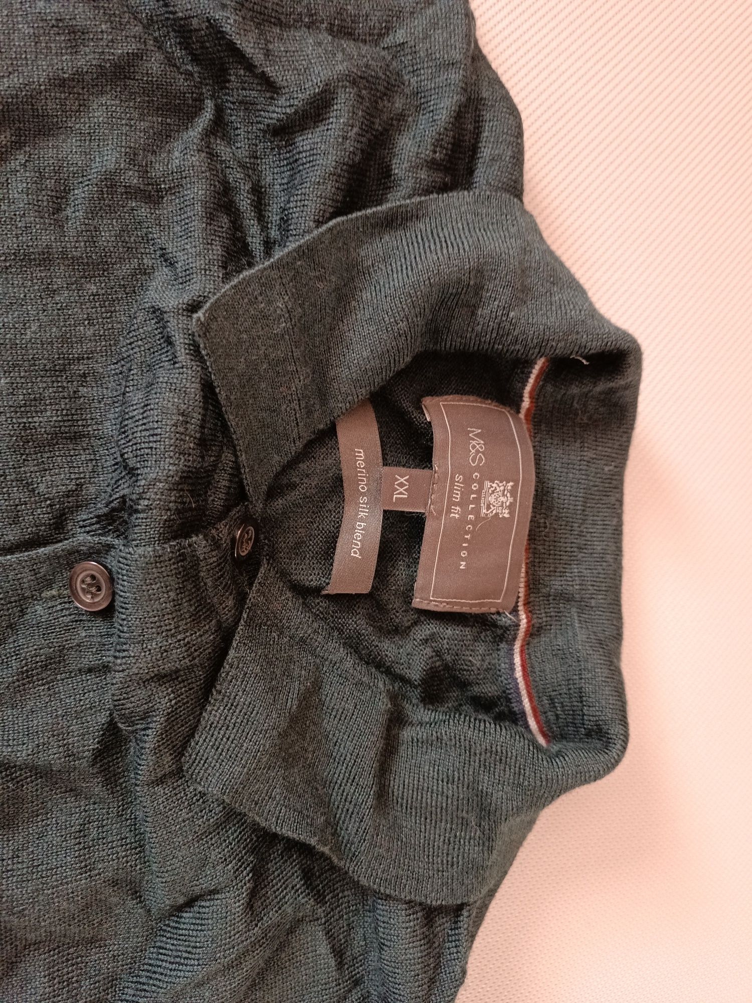 M&S collection skin fit sweter rozmiar XXL czarny merino i jedwab