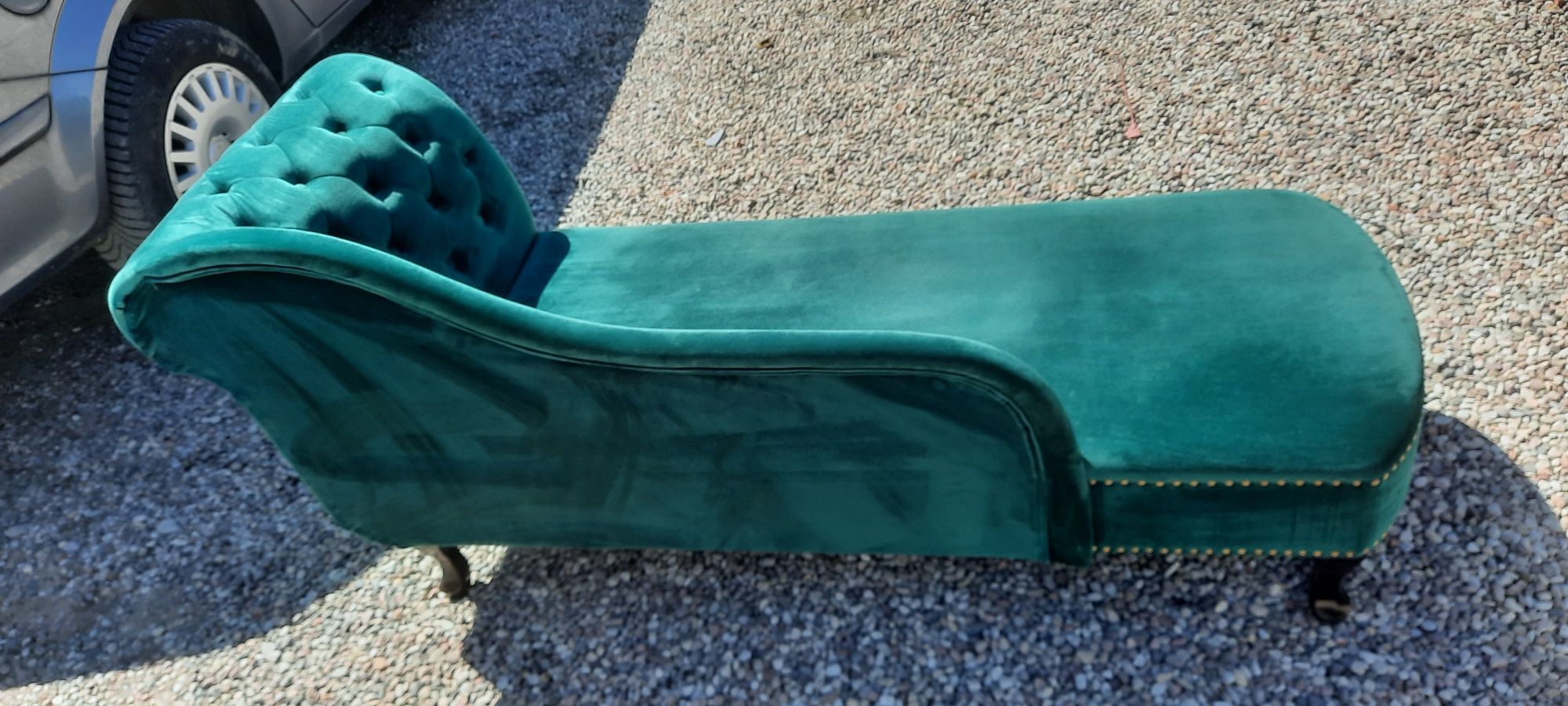 Szezlong Chesterfield leżanka zielona stan idealny likwidacja firmy