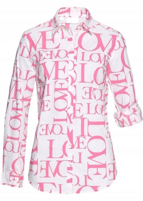 B.P.C koszula w różowe napisy LOVE modna r.48