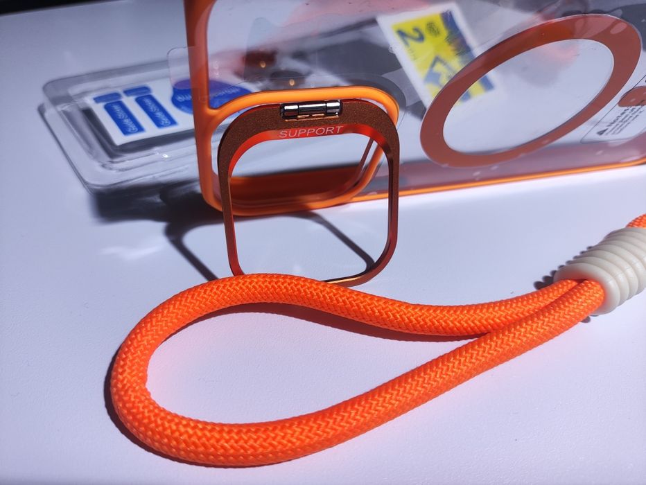 Чехол бампер iPhone 12 pro max скло на камери orange підставка брелок