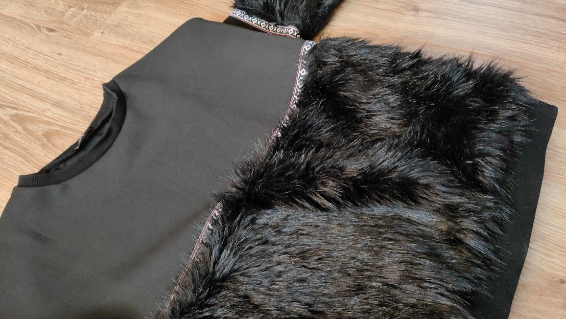 Bluza L M, etno, indiańska, Boho, elegancka shein futrzak futro jak no