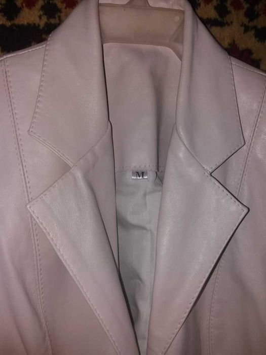 Белый кожаный пиджак, шкіряний піджак, жакет кожа натуральная
