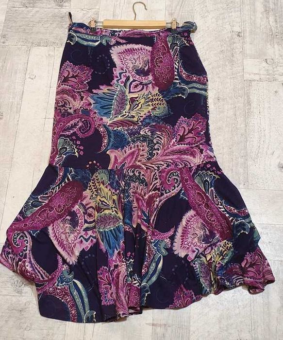 Spódnica długa z wiskozy piękne kolory Vintage 42/44