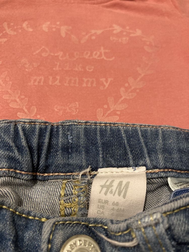 Zestaw jeansy HM i bluzeczka Primark roz.68