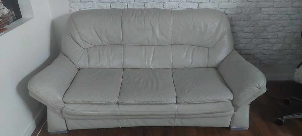 Skórzana kanapa / sofa beżowa