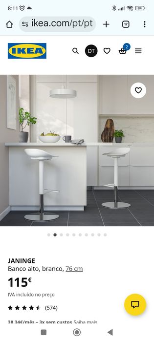 Banco alto cinza Janinge ikea