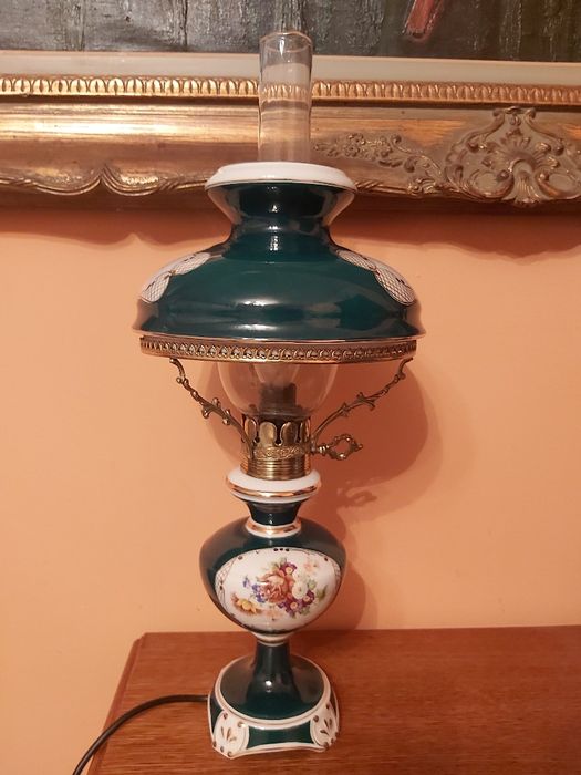 Piękna angielska lampka nocna porcelanowa XXw.
